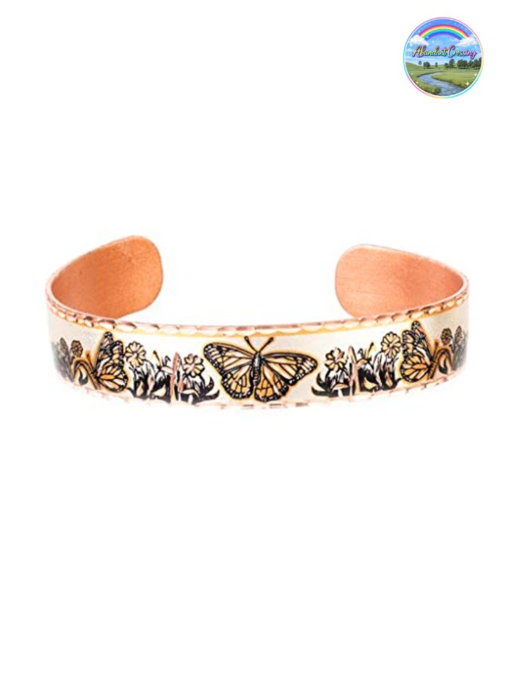 Handmade Copper Cuff Bracelet Monarch Butterfly Adjustable